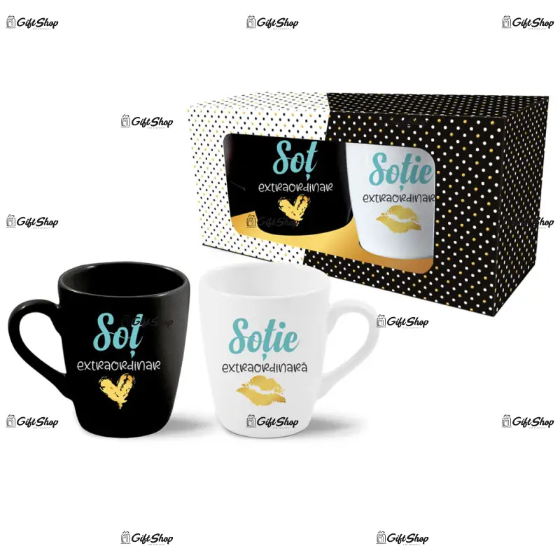Set 2 cani pereche 300 ml „sot extraordinar/sotie extraordinara”